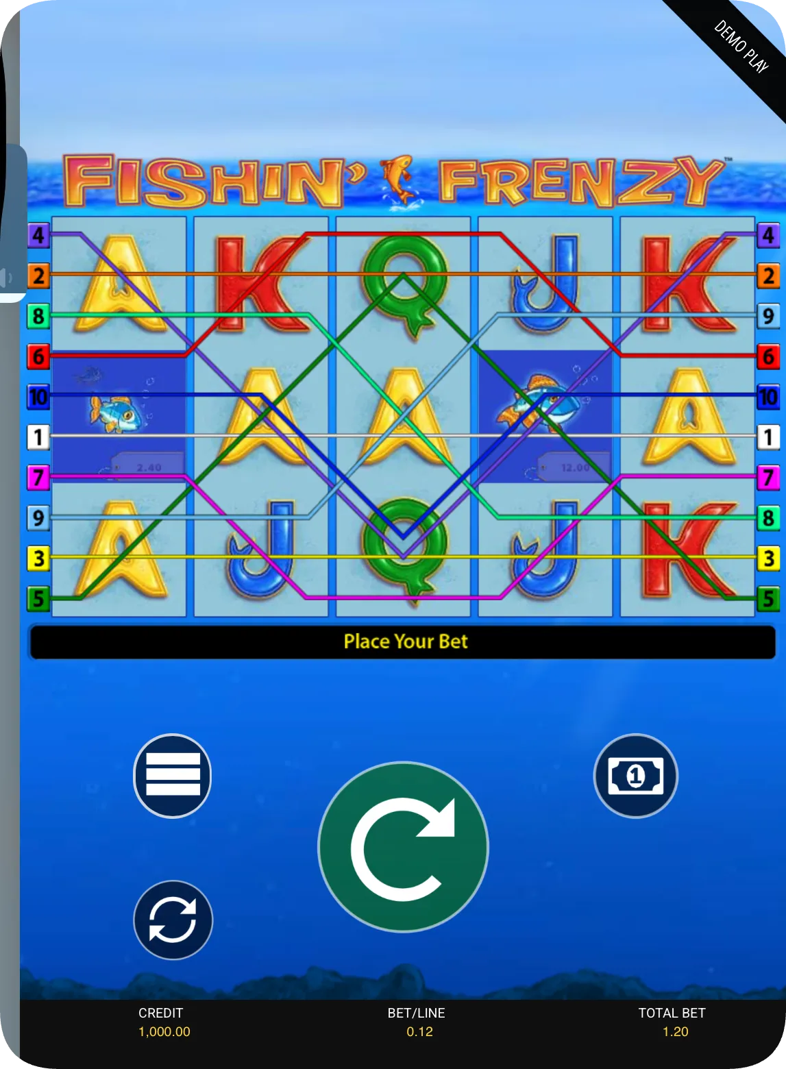 Fishin frenzy lines